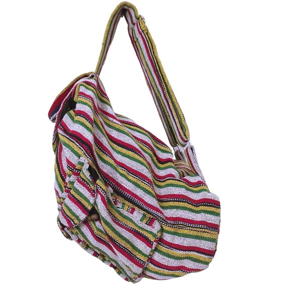 Vintage 90s Om Sai Ram Craft Nepal Backpack Boho Tapestry Tote Utility Travel - Picture 11 of 13